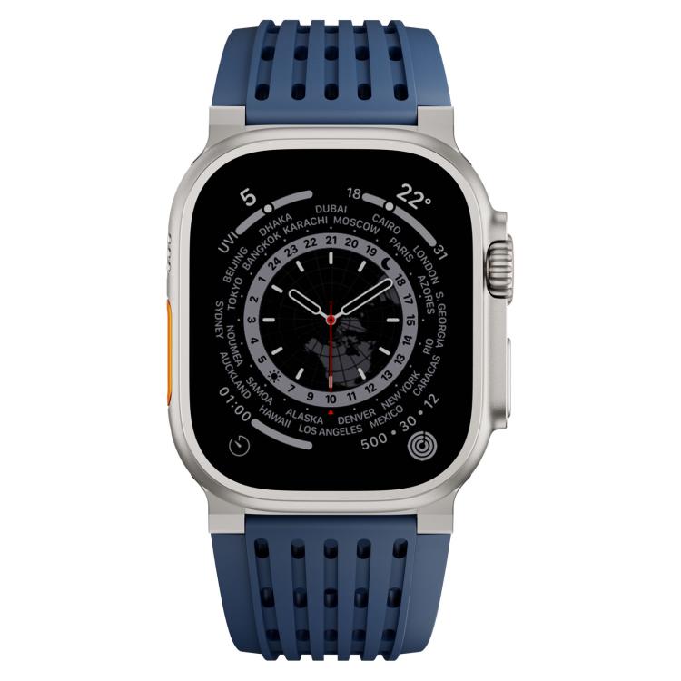 For Apple Watch 46mm / 49mm / 45mm / 44mm Double Ring Stainless Steel Pin Buckle Breathable Silicone Watch Band
