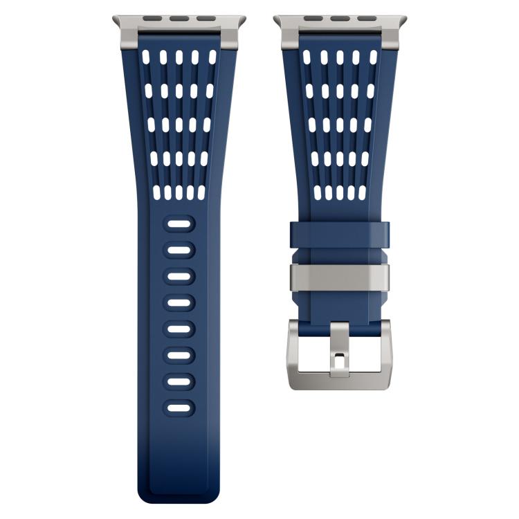 For Apple Watch 46mm / 49mm / 45mm / 44mm Double Ring Stainless Steel Pin Buckle Breathable Silicone Watch Band