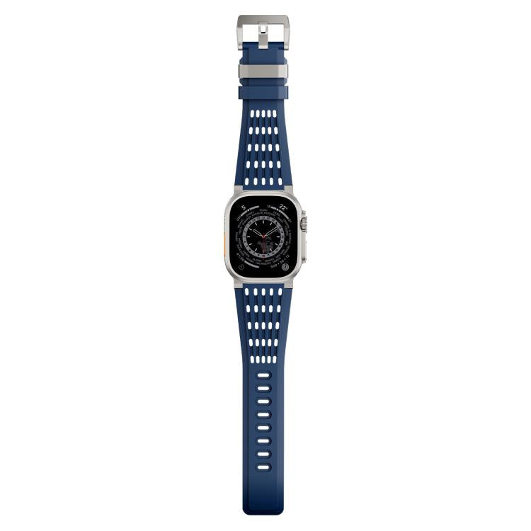 For Apple Watch 46mm / 49mm / 45mm / 44mm Double Ring Stainless Steel Pin Buckle Breathable Silicone Watch Band