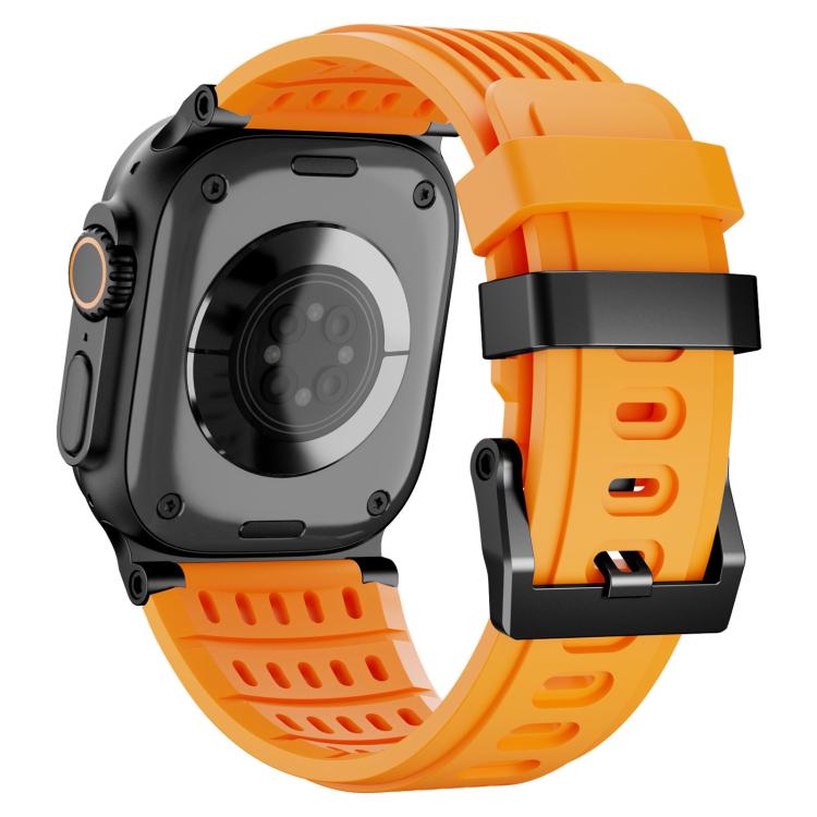 For Apple Watch 46mm / 49mm / 45mm / 44mm Double Ring Stainless Steel Pin Buckle Breathable Silicone Watch Band