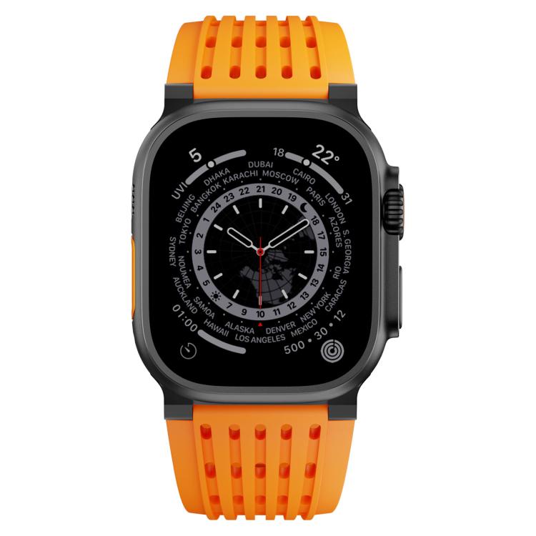 For Apple Watch 46mm / 49mm / 45mm / 44mm Double Ring Stainless Steel Pin Buckle Breathable Silicone Watch Band