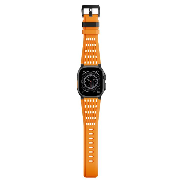 For Apple Watch 46mm / 49mm / 45mm / 44mm Double Ring Stainless Steel Pin Buckle Breathable Silicone Watch Band