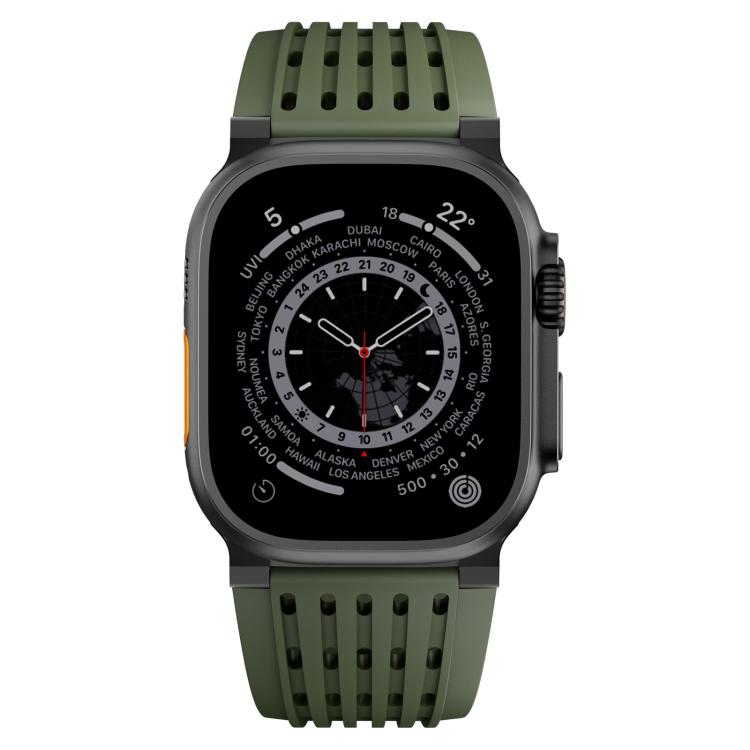 For Apple Watch 46mm / 49mm / 45mm / 44mm Double Ring Stainless Steel Pin Buckle Breathable Silicone Watch Band