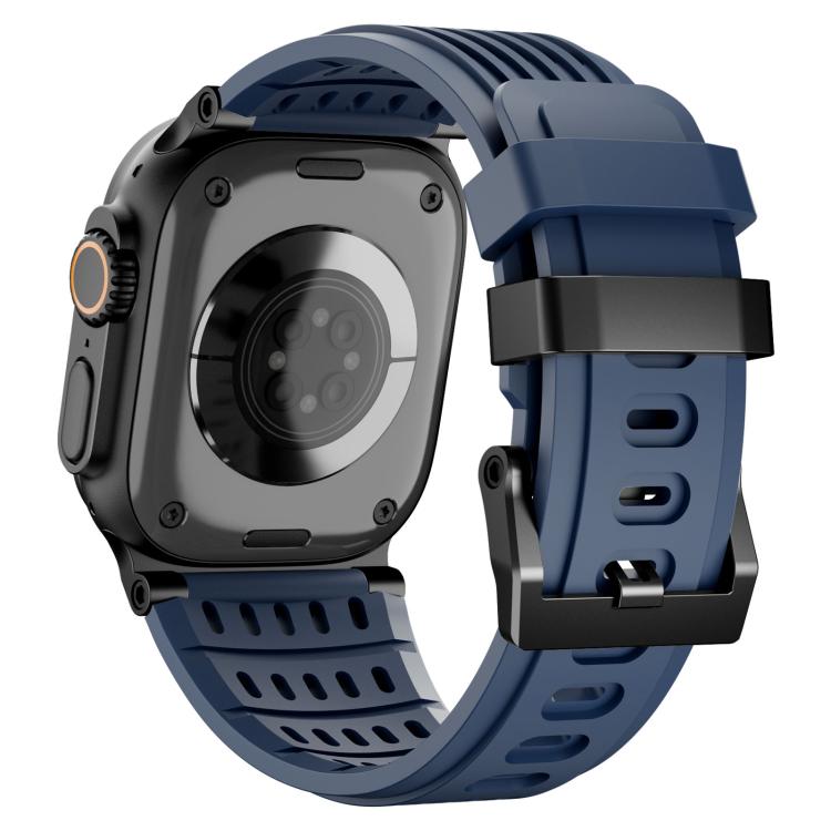 For Apple Watch 46mm / 49mm / 45mm / 44mm Double Ring Stainless Steel Pin Buckle Breathable Silicone Watch Band