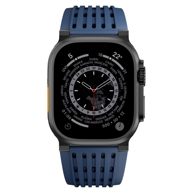For Apple Watch 46mm / 49mm / 45mm / 44mm Double Ring Stainless Steel Pin Buckle Breathable Silicone Watch Band