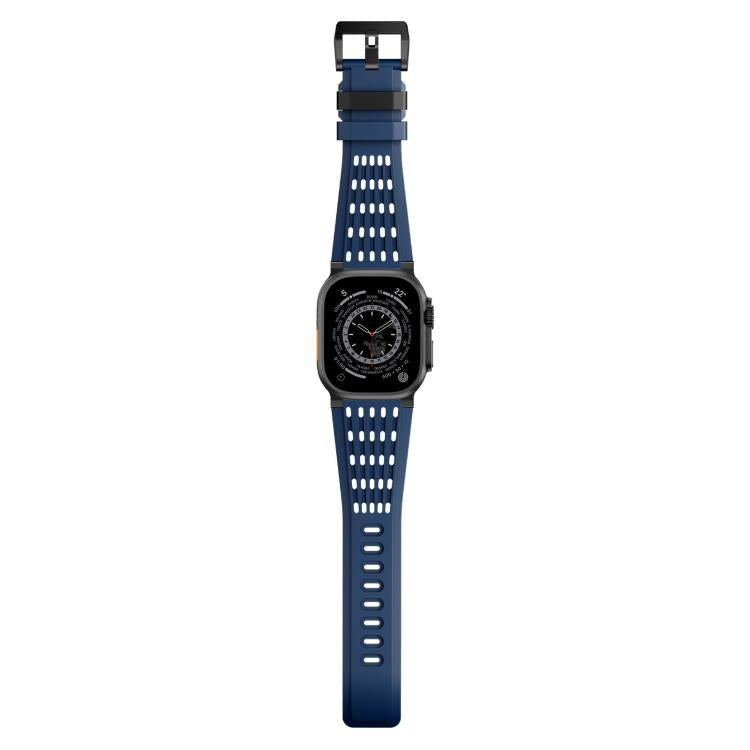 For Apple Watch 46mm / 49mm / 45mm / 44mm Double Ring Stainless Steel Pin Buckle Breathable Silicone Watch Band