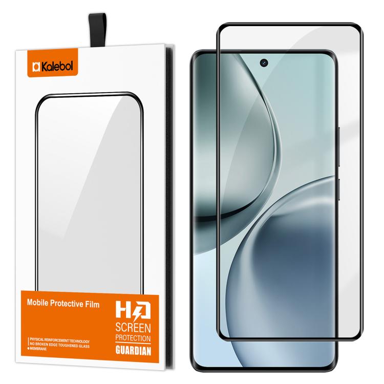 For Realme 14 Pro+ Kalebol Curved Full Glue High-Aluminum Full-Coverage Anti-Fingerprint Screen-Printed HD Tempered Glass Film