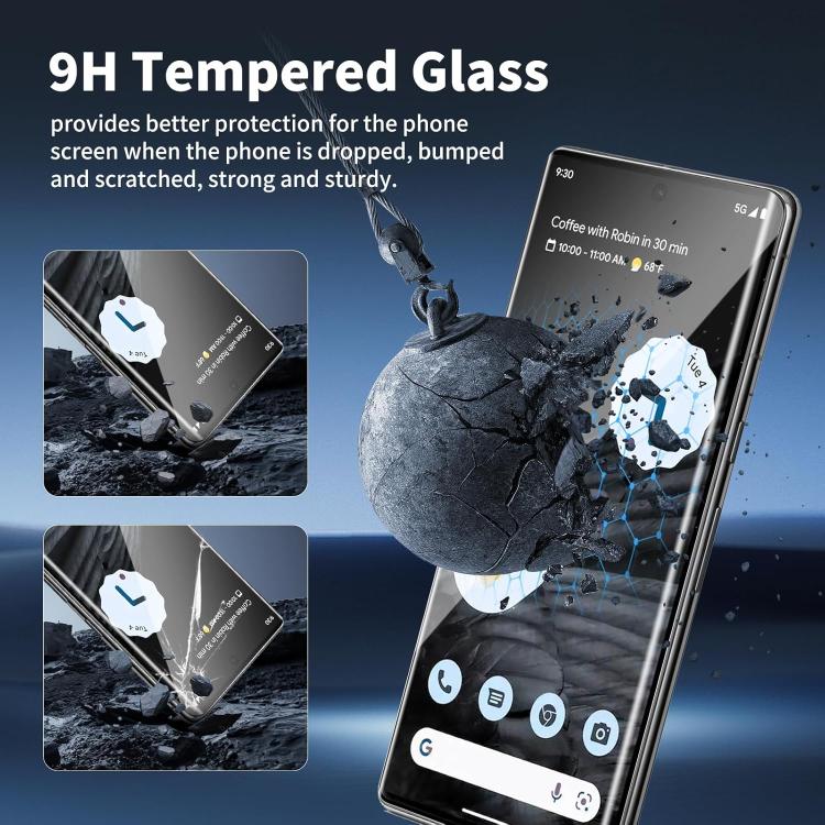 For Google Pixel 7 Pro Kalebol Curved Full Glue High-Aluminum Full-Coverage Anti-Fingerprint Screen-Printed HD Tempered Glass Film