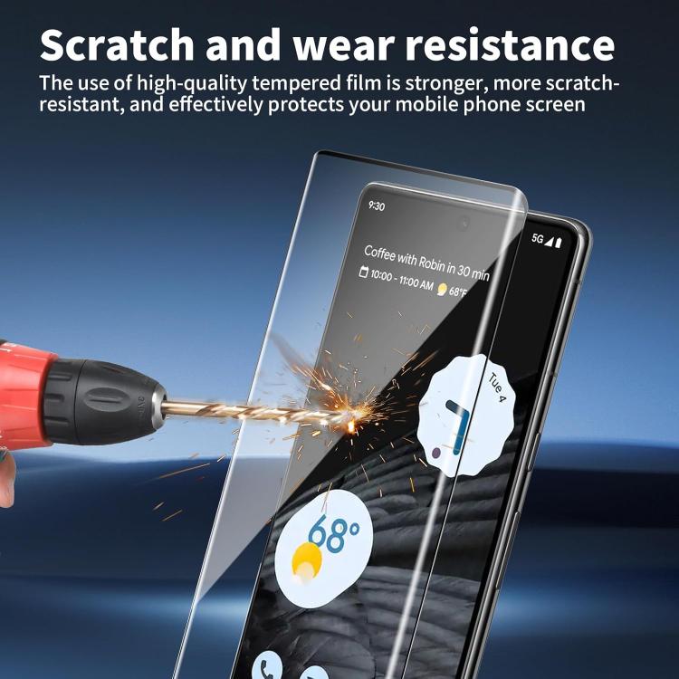 For Google Pixel 7 Pro Kalebol Curved Full Glue High-Aluminum Full-Coverage Anti-Fingerprint Screen-Printed HD Tempered Glass Film