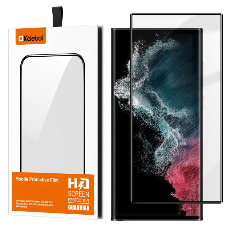 For Galaxy S22 Ultra 5G Kalebol Curved Full Glue High-Aluminum Full-Coverage Anti-Fingerprint Screen-Printed HD Tempered Glass Film