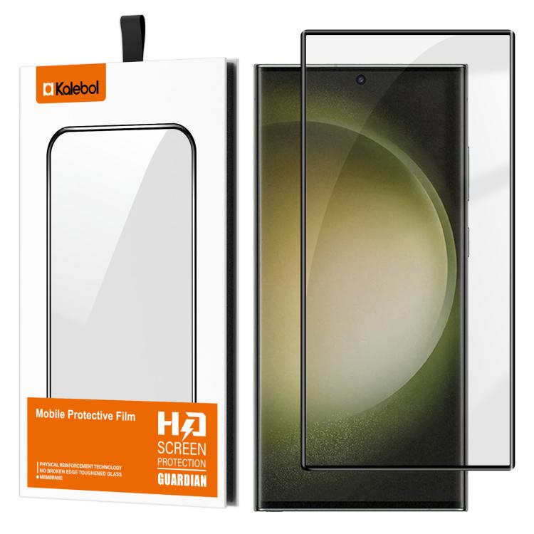 For Galaxy S23 Ultra 5G Kalebol Curved Full Glue High-Aluminum Full-Coverage Anti-Fingerprint Screen-Printed HD Tempered Glass Film