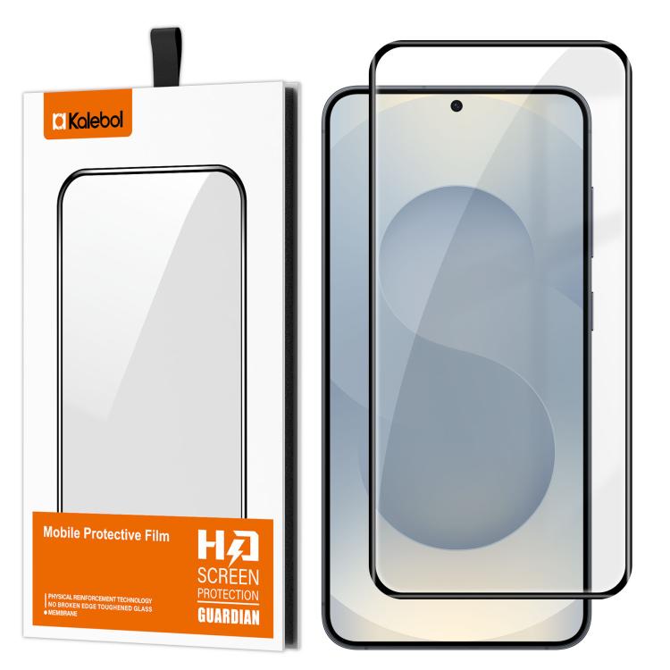 For Galaxy S25+ 5G Kalebol Curved Full Glue High-Aluminum Full-Coverage Anti-Fingerprint Screen-Printed HD Tempered Glass Film
