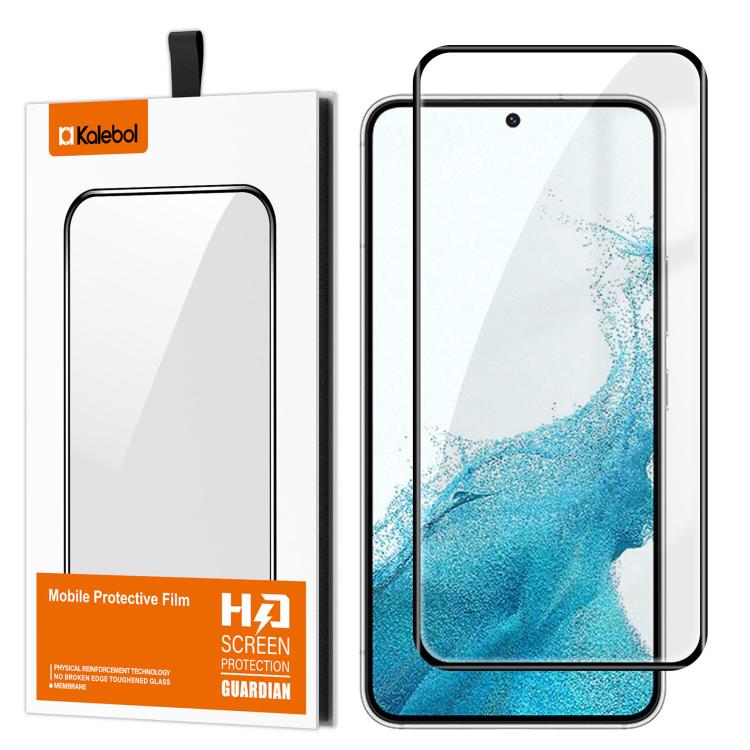 For Galaxy S22+ 5G Kalebol Curved Full Glue High-Aluminum Full-Coverage Anti-Fingerprint Screen-Printed HD Tempered Glass Film