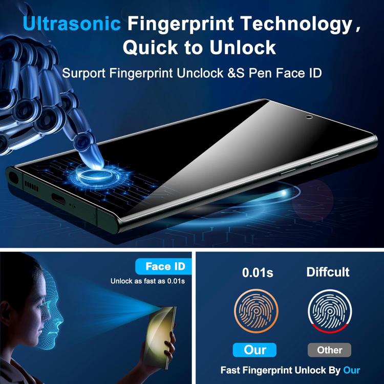 For Galaxy S22 Ultra 5G Kalebol Curved Full Glue High-Aluminum Full-Coverage Anti-Fingerprint Screen-Printed HD Tempered Glass Film