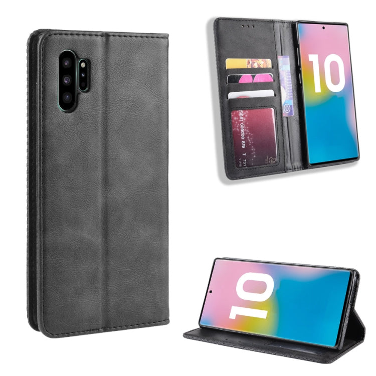 Magnetic Buckle Retro Crazy Horse Texture Horizontal Flip Leather Case for Galaxy Note10 Pro, with Holder & Card Slots & Photo Frame