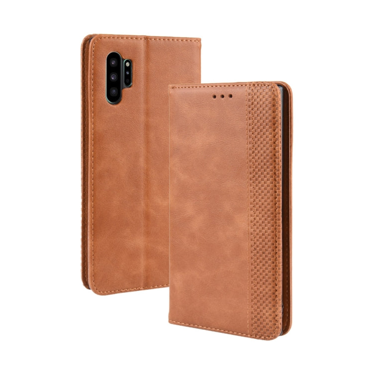 Magnetic Buckle Retro Crazy Horse Texture Horizontal Flip Leather Case for Galaxy Note10 Pro, with Holder & Card Slots & Photo Frame