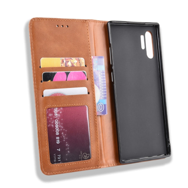 Magnetic Buckle Retro Crazy Horse Texture Horizontal Flip Leather Case for Galaxy Note10 Pro, with Holder & Card Slots & Photo Frame