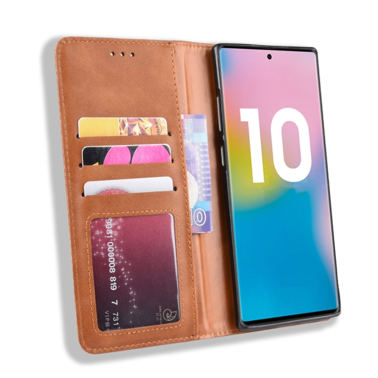 Magnetic Buckle Retro Crazy Horse Texture Horizontal Flip Leather Case for Galaxy Note10 Pro, with Holder & Card Slots & Photo Frame