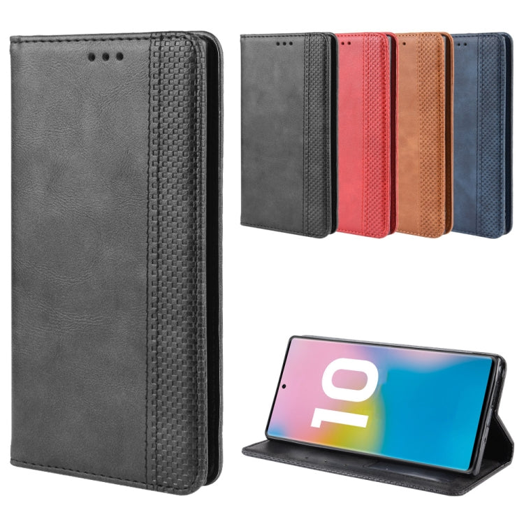 Magnetic Buckle Retro Crazy Horse Texture Horizontal Flip Leather Case for Galaxy Note10 Pro, with Holder & Card Slots & Photo Frame