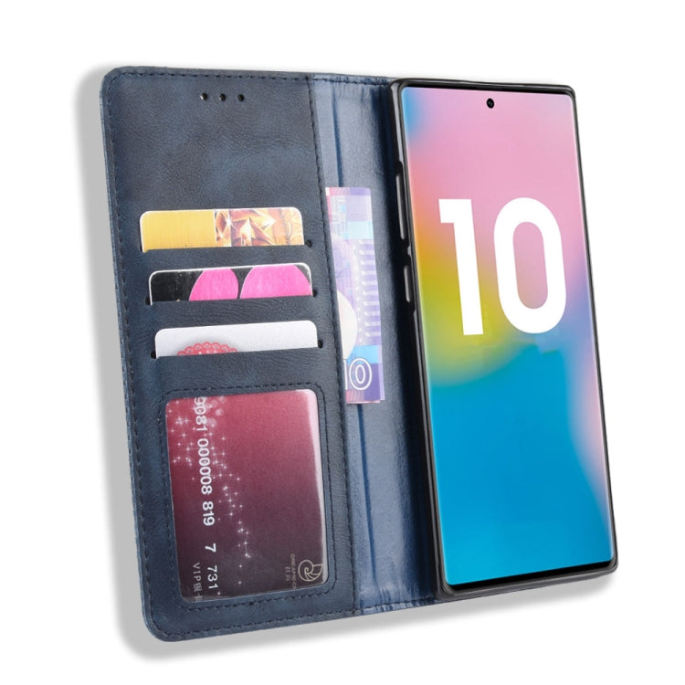 Magnetic Buckle Retro Crazy Horse Texture Horizontal Flip Leather Case for Galaxy Note10 Pro, with Holder & Card Slots & Photo Frame