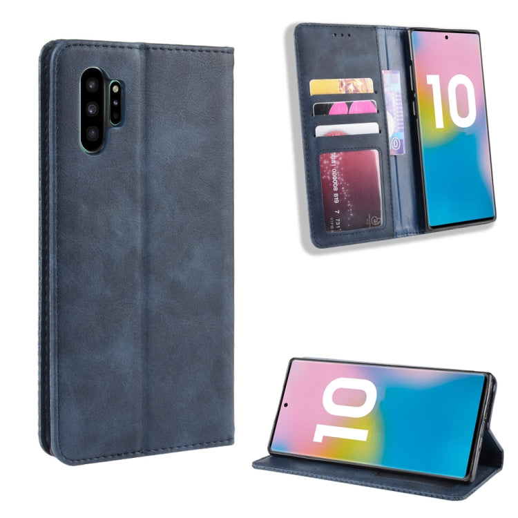 Magnetic Buckle Retro Crazy Horse Texture Horizontal Flip Leather Case for Galaxy Note10 Pro, with Holder & Card Slots & Photo Frame