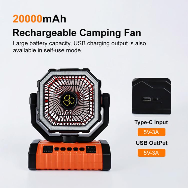 WG353 Outdoor Camping Hook Tent Desktop Fan 20000mAh Battery