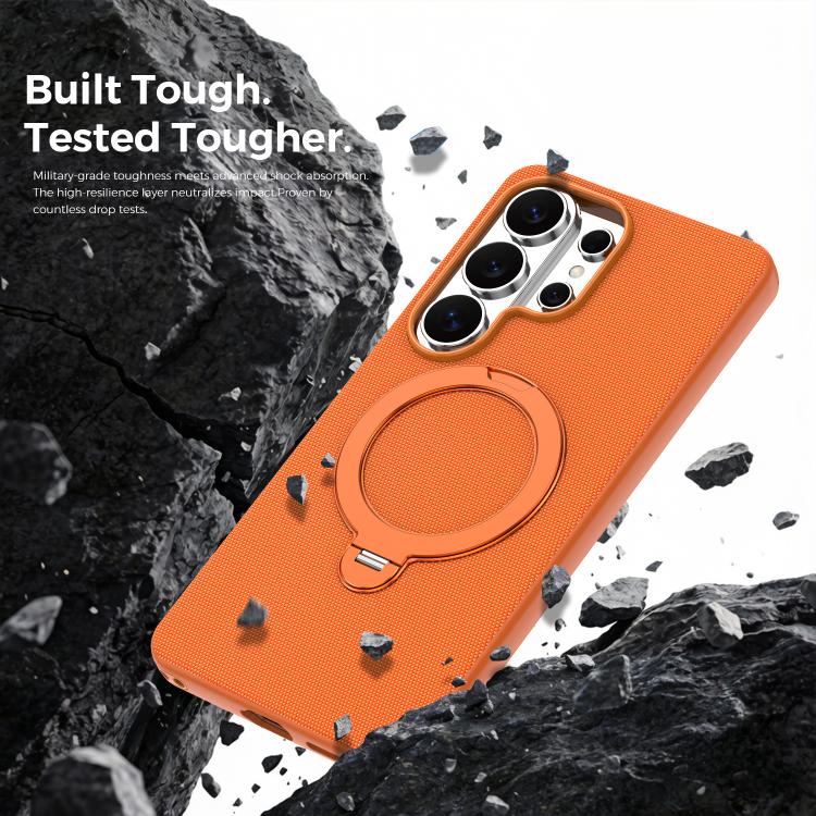For Galaxy S26 Ultra 5G Tech Fabric 360 Rotation Holder Magnetic Phone Case
