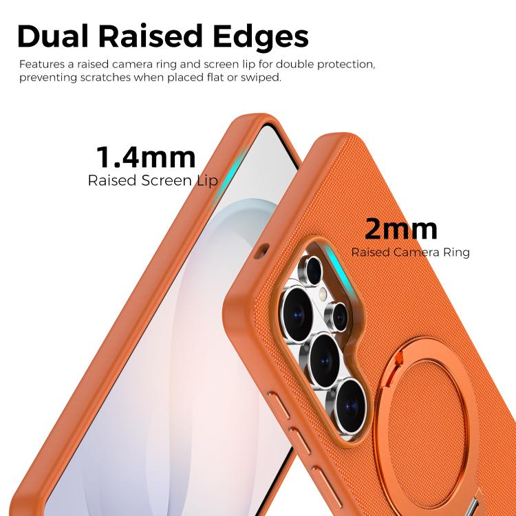 For Galaxy S26 Ultra 5G Tech Fabric 360 Rotation Holder Magnetic Phone Case