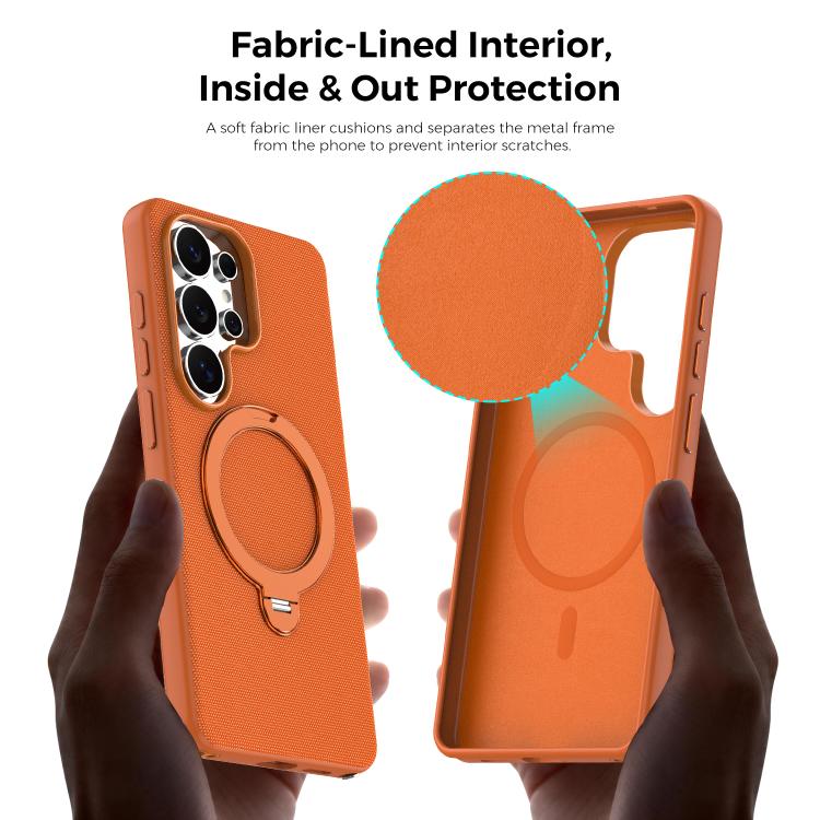 For Galaxy S26 Ultra 5G Tech Fabric 360 Rotation Holder Magnetic Phone Case