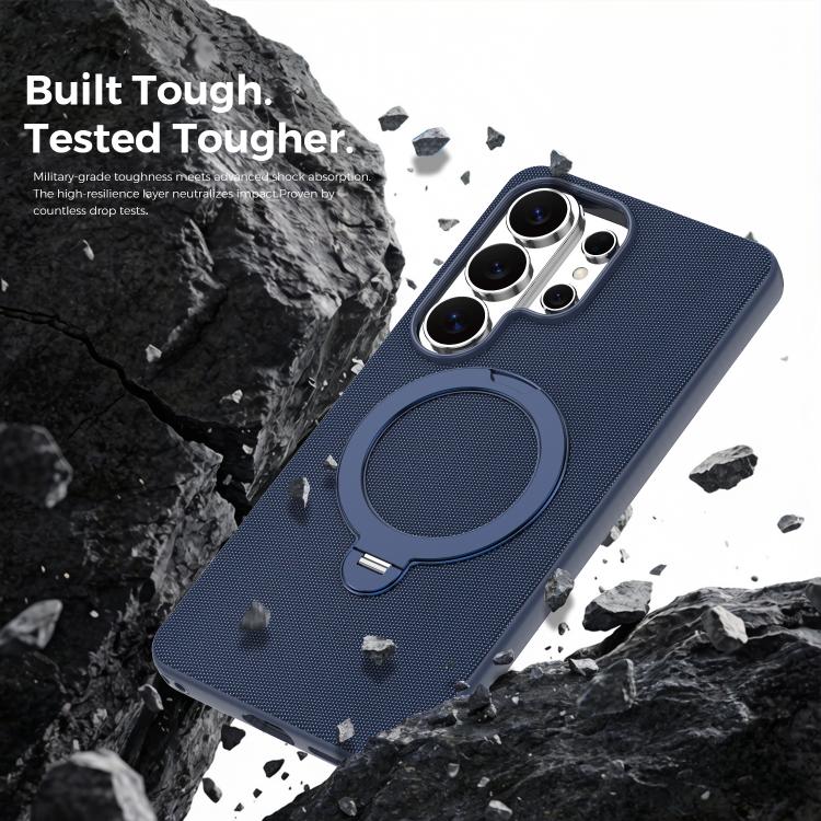 For Galaxy S26 Ultra 5G Tech Fabric 360 Rotation Holder Magnetic Phone Case