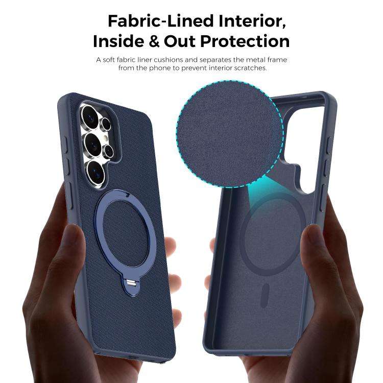 For Galaxy S26 Ultra 5G Tech Fabric 360 Rotation Holder Magnetic Phone Case