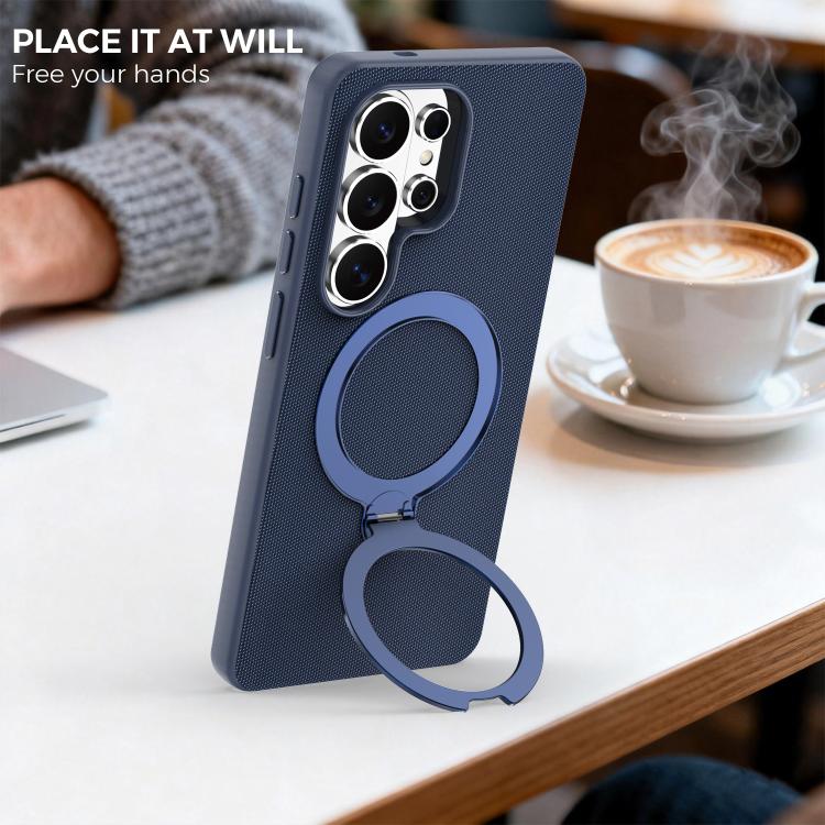 For Galaxy S26 Ultra 5G Tech Fabric 360 Rotation Holder Magnetic Phone Case