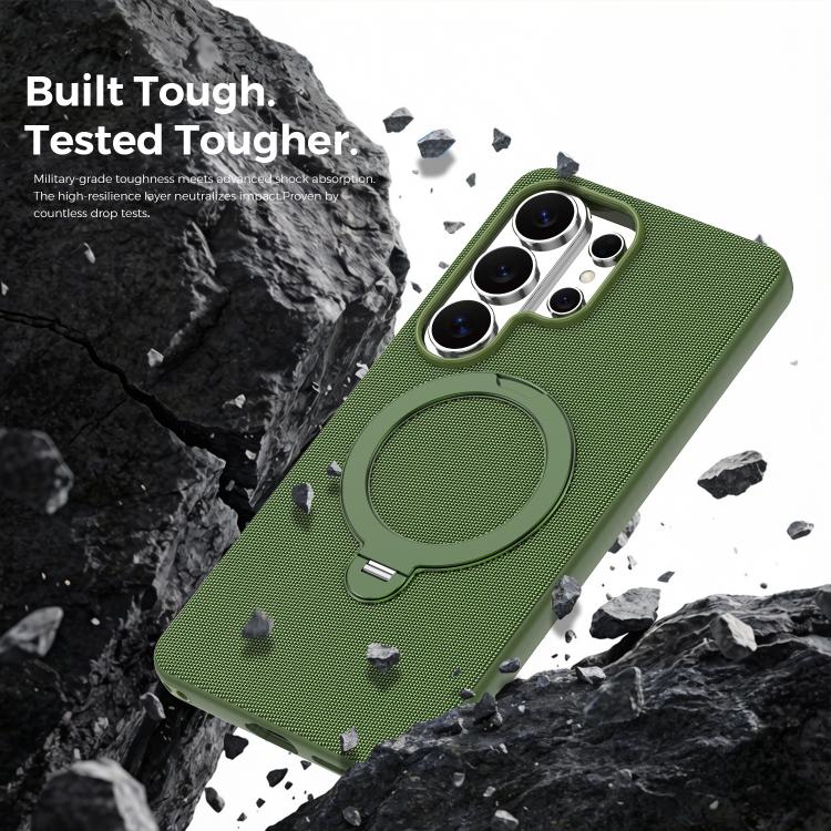 For Galaxy S26 Ultra 5G Tech Fabric 360 Rotation Holder Magnetic Phone Case