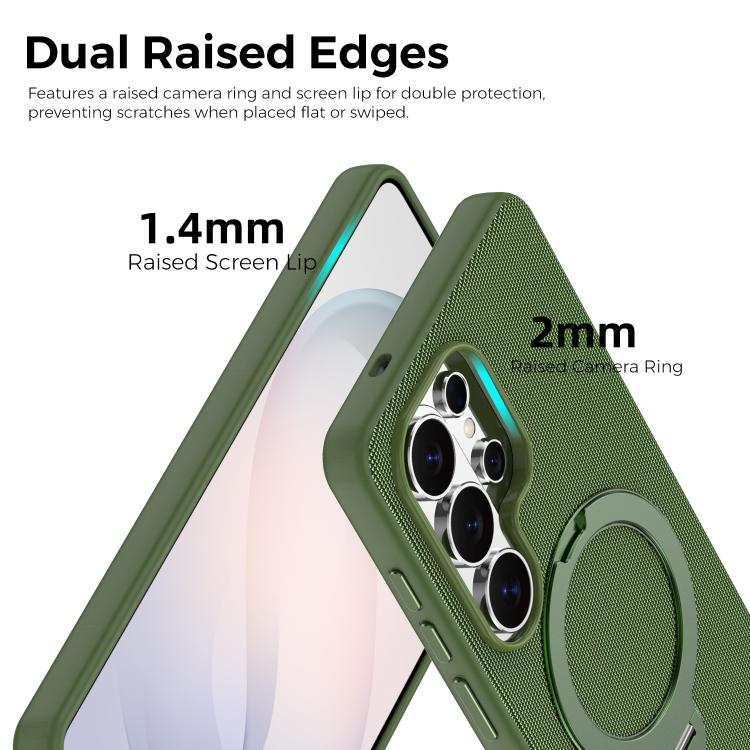 For Galaxy S26 Ultra 5G Tech Fabric 360 Rotation Holder Magnetic Phone Case