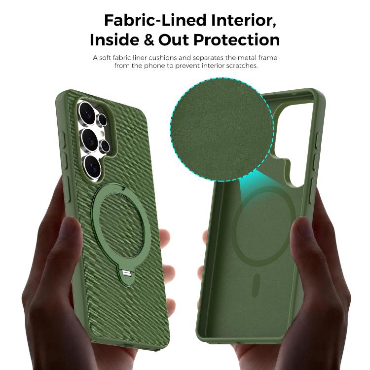 For Galaxy S26 Ultra 5G Tech Fabric 360 Rotation Holder Magnetic Phone Case