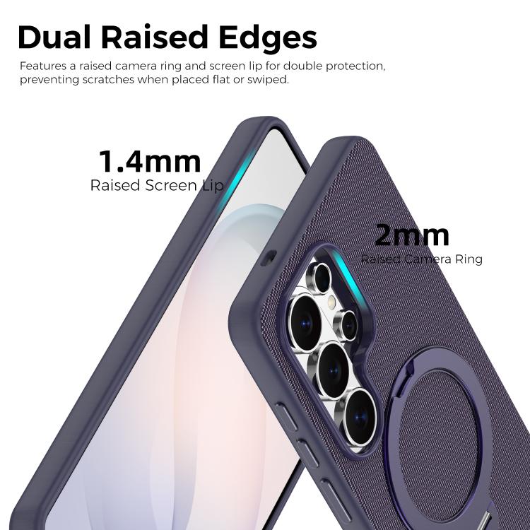 For Galaxy S26 Ultra 5G Tech Fabric 360 Rotation Holder Magnetic Phone Case