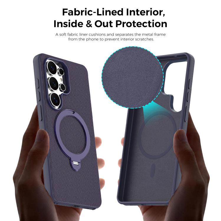For Galaxy S26 Ultra 5G Tech Fabric 360 Rotation Holder Magnetic Phone Case