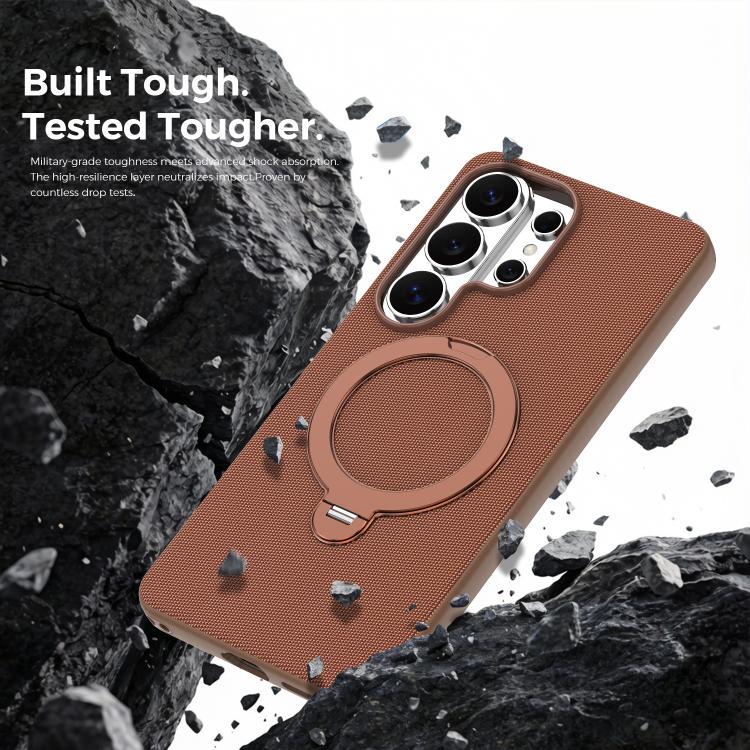 For Galaxy S26 Ultra 5G Tech Fabric 360 Rotation Holder Magnetic Phone Case