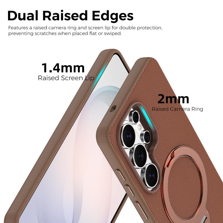 For Galaxy S26 Ultra 5G Tech Fabric 360 Rotation Holder Magnetic Phone Case