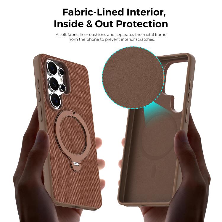 For Galaxy S26 Ultra 5G Tech Fabric 360 Rotation Holder Magnetic Phone Case