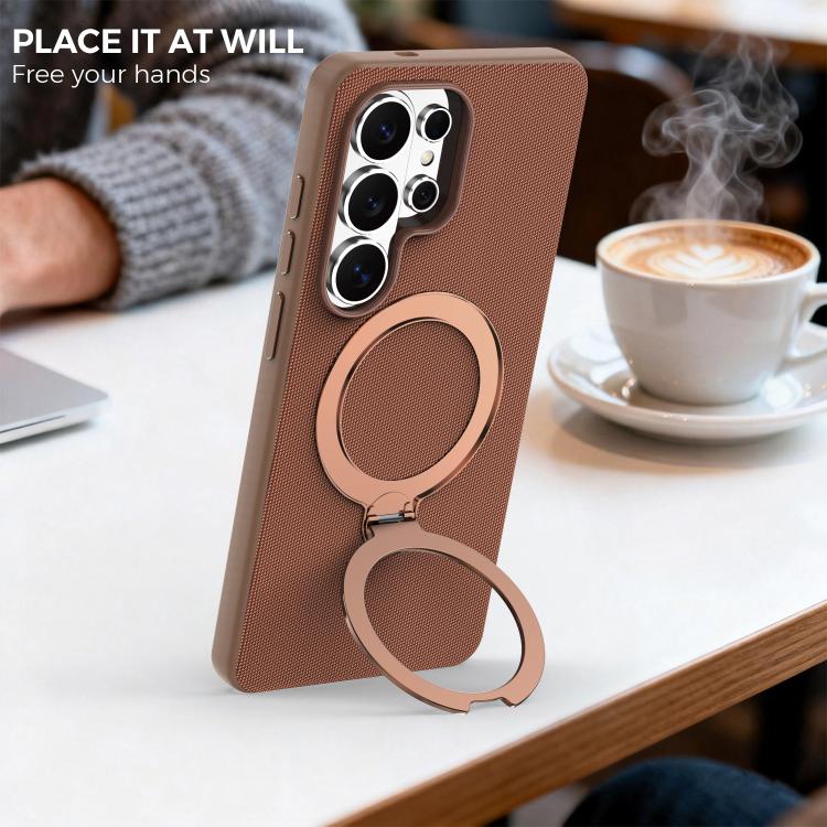 For Galaxy S26 Ultra 5G Tech Fabric 360 Rotation Holder Magnetic Phone Case