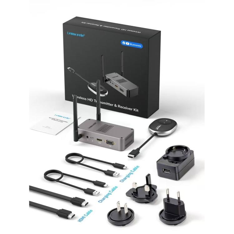 Lemorele Q5R18 USB One-Click Wireless HDMI-compatible Transmitter for Presentations, Plug: EU Plug