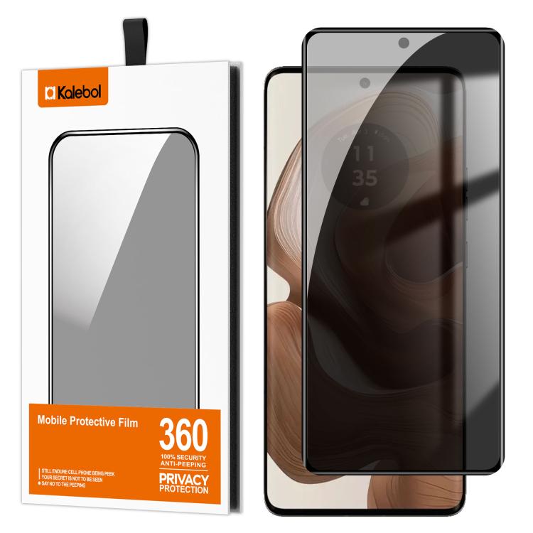 For Motorola Edge 50 Ultra Kalebol Curved Full Glue High-Aluminum Full-Coverage Anti-Fingerprint Screen-Printed Privacy Tempered Glass Film
