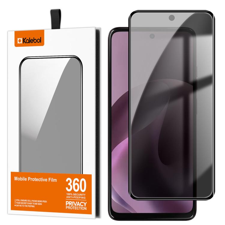 For Motorola Moto G17 4G Kalebol Curved Full Glue High-Aluminum Full-Coverage Anti-Fingerprint Screen-Printed Privacy Tempered Glass Film
