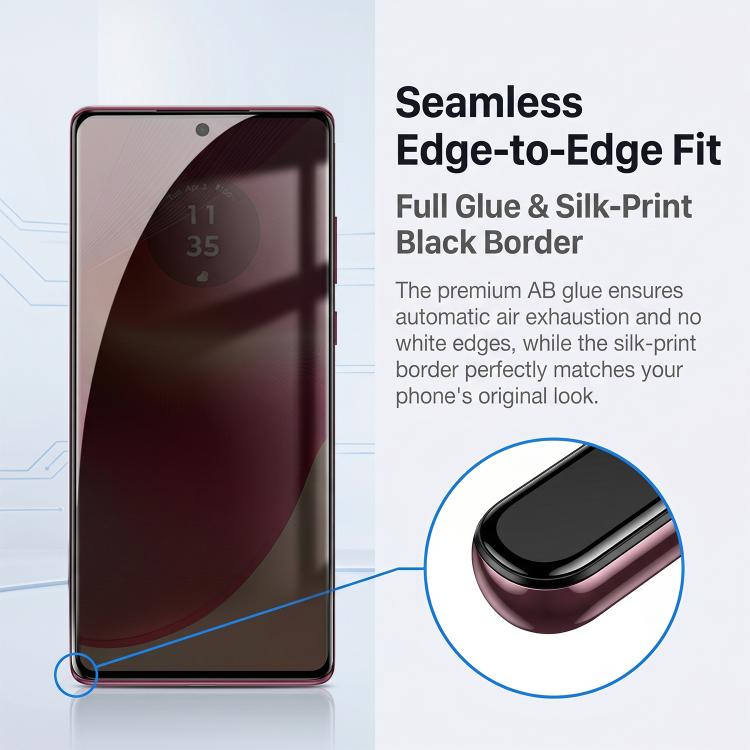 For Motorola Edge 70 Pro 5G Kalebol Curved Full Glue High-Aluminum Full-Coverage Anti-Fingerprint Screen-Printed Privacy Tempered Glass Film