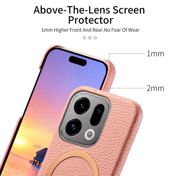 For OPPO Find X9 Litchi Texture Brushed MagSafe PU Back Cover Phone Case