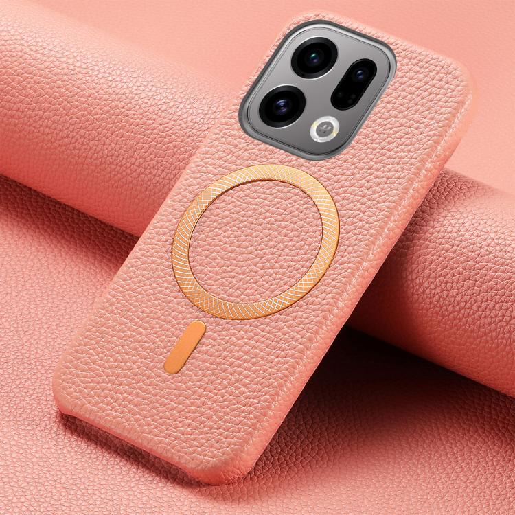 For OPPO Find X9 Litchi Texture Brushed MagSafe PU Back Cover Phone Case