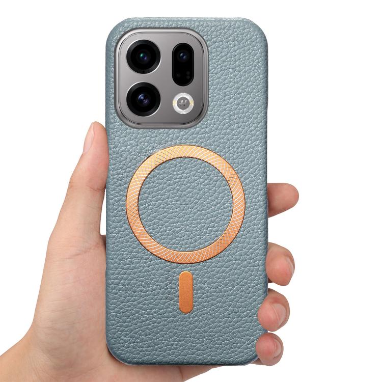 For OPPO Find X9 Litchi Texture Brushed MagSafe PU Back Cover Phone Case