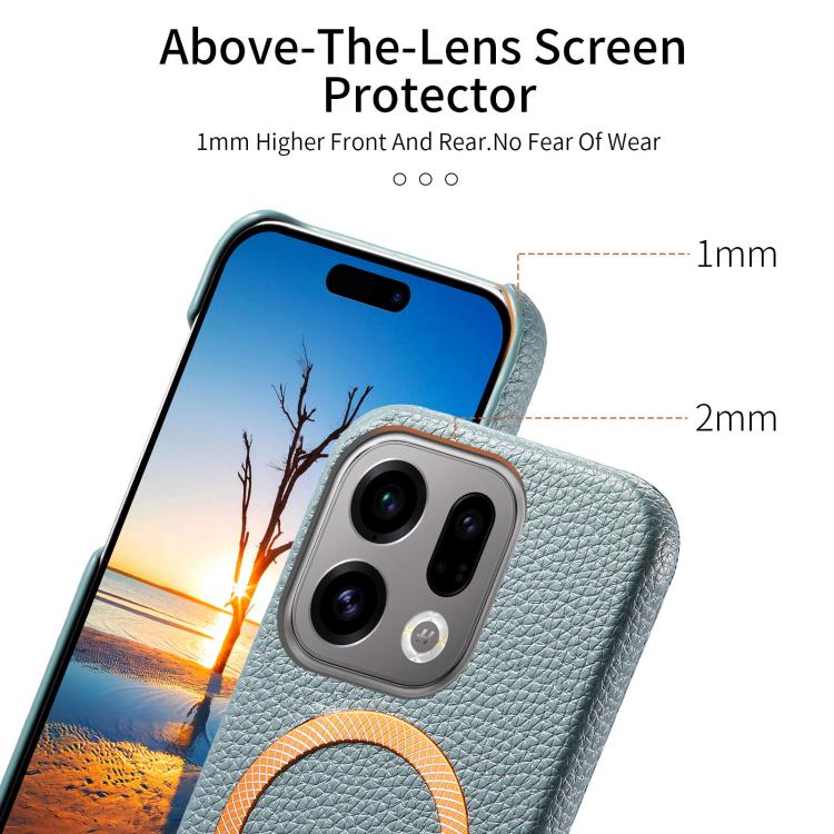 For OPPO Find X9 Litchi Texture Brushed MagSafe PU Back Cover Phone Case