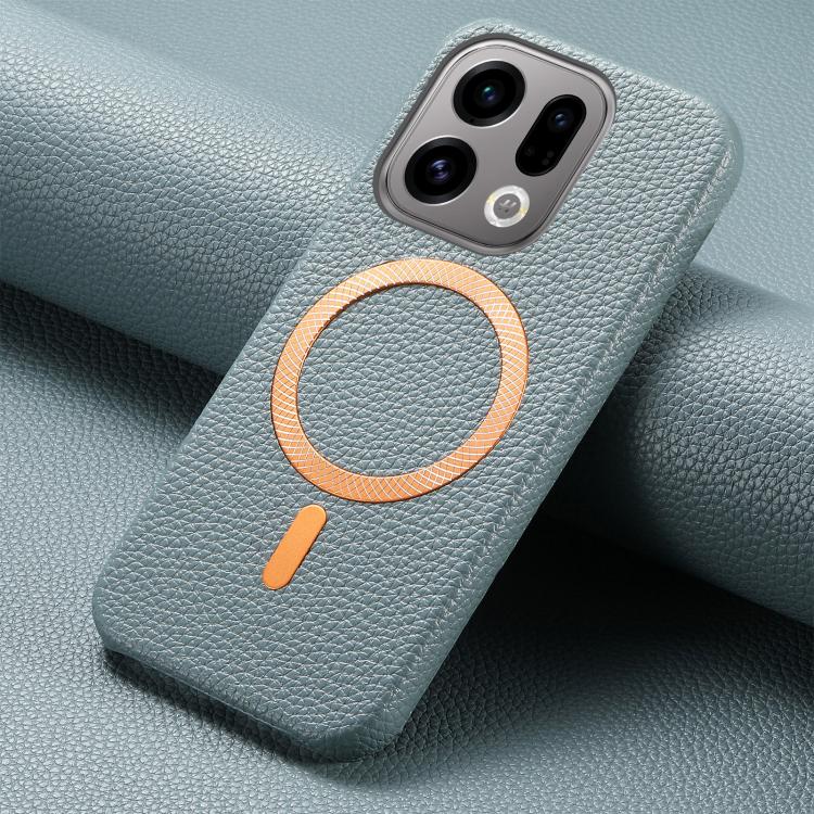 For OPPO Find X9 Litchi Texture Brushed MagSafe PU Back Cover Phone Case